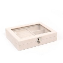 Fashion Portable Velvet Jewelry Ring Display Organizer Box Tray Holder Earring Bracelet Storage Case, 한개옵션1, 04 Beige-01