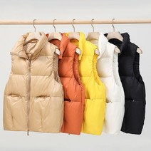 얇은오리털조끼 경량 패딩 간절기 여성 따뜻한 duckdown winter coat 스탠드 칼라 슬림 쇼트 울트라 라이트 다운 재킷 다운 코트 파카 민소매