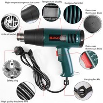 2000W 220V 전기 핫 에어 건 EU 산업용 열조절 히트 LCD 디스플레이 비닐수축 포장 전동 열풍기, 한개옵션0