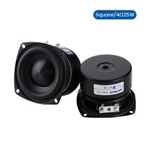 AIYIMA 2Pcs 3인치 우퍼 스피커 드라이버 48옴 25W 오디오 베이스 스피커 DIY 홈시어터 사운드 앰프 스피커 유닛, Square 4 Ohm Speaker, 03 Square 4 Ohm Speaker