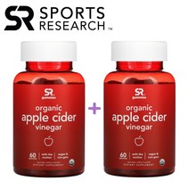 (1 1) 스포츠리서치 애플 사이다 비니거 Apple Cider Vinegar 애사비 사과식초 펙틴 60구미 2팩