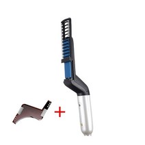 옆머리누르기 셀프다운펌 옆머리다운펌다기능 전기 헤어 빗 브러시 수염 스트레이트너 빗 컬러 남성용, 01 빨간_01 미국