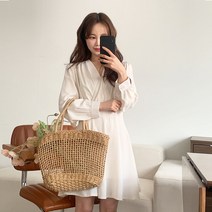 리아 브이넥 플레어 쉬폰 미니 원피스 ops
