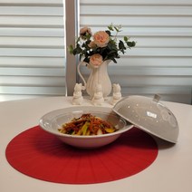 뚜껑있는 도자기 찜기 죽그릇 플레이팅 메인 요리 도자기 그릇, 화이트 뚜껑 찜기