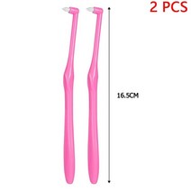 2pcs L 모양 푸시당겨 치간 칫솔 치열 교정 치아 화이트닝 구강 위생 관리, 3.Pink 2pcs
