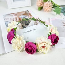 화관 꽃 셀프 웨딩, 화관D타입-딥핑크