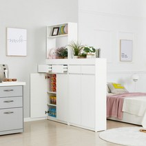 스스디 스스디 룸디바이더 수납장 세트(상단수납장 포함) 파티션 칸막이 공간분리, 화이트