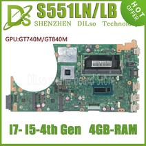 KEFU S551LN ASUS K551L R553L 노트북 마더 보드 I3 I5 I7 4th Gen 4GB-RAM GT840M/GT740M UMA 테스트, 01 I3-4th 4G UMA