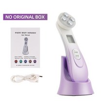 고주파 페이스 휴대용 마사지기 홈케어 가정용 피부 관리기5 in 1 RF 무선 메조테라피 전기 천공 LED 광자, 02 Purple Nobox