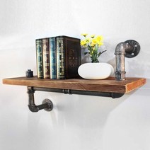 핸즈홈 파파메이드 파이프선반 A(92) 벽선반, SB(스테인선반+블랙파이프)