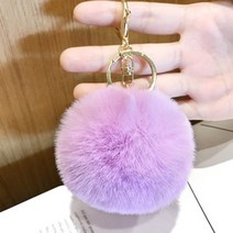 PM 풍성한 털뭉치 열쇠고리 키링 1+1, 연보라