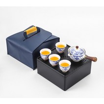 2023 홈바 테이블 도자기 중국 Gongfu 차 세트 휴대용 주전자 360 회전 메이커 및 인퓨저 다도 가방, 03 03