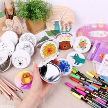 패브릭 손거울 만들기/ 민화 작은 거울 DIY 페브릭 공예 교육 아트 꾸미기 채색 미술 색칠 공부 놀이 민화 체험, 여우 손거울