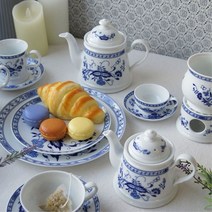 ZG81 고온 소성 포슬레인 세라믹 도자기 머그 찻잔 커피잔 쯔비벨무스터 코발트블루 티 시리즈, CK 머그컵(받침O), CK 본상품선택