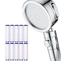 다모리 샤워기 세트 샤워헤드1+필터10개 수압 조절 온오프 기능, 샤워기헤드1개+필터9개