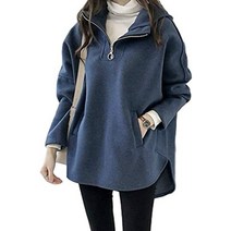 [비에누완 셀렉트] 느긋한 양털 파커 룸웨어 출산 라운드 컷 긴 소매 여성 풀오버 후디 탑스 심플 무지 봄 가을 겨울 가을 겨울 옷 캐주얼 따뜻한 임산부 여성 성인 패션 큰 사이즈 방옷 한국 BN75 BLU XL