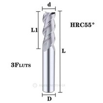 카바이드 반경 엔드 커터 밀 알루미늄 Cnc 밀링 금속 텅스텐 스틸 CNC 가공 엔드밀, d20x20Dx60x150L+3FHRC55