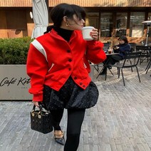 고퀄 빈티지 레드 야구 유니폼 재킷 스탠드카라 노필터 김나영 야구 점퍼 샐리맘 옷