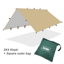 초경량 정원용 캐노피 방수포 4x4m 4x3m 3x3m 튼튼한 천막 텐트 그늘막 차양 야외 캠핑 관광 해변 선 쉼터, [02] 3 4 Khaki