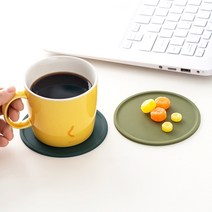 국산 플라이토 실리콘 라운드 컵받침 10.5cm 머그잔 유리잔 커피받침, 브라운