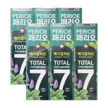 페리오 토탈7 치약 메디컬허브 바질민트 100g x 6개, 단품