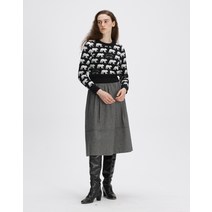 22FW [WEHOURS]블랙 자수장식 울혼방 밴딩스커트 HSSK2DH85BK