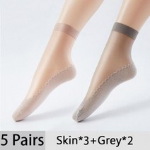 미끄럼 방지 이음매 없는 얇은 나일론 양말 여성용 통기성 코튼 밑창 여름 5 켤레