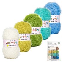 yarna 패키지 뜨개질 수세미 80g 5볼 + 무료도안 8종 세트 N타입, B(N7 애플 소다)