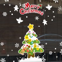 뭉키데코 크리스마스 창문 윈도우 스티커 눈꽃스티커 시트지_S2_토이크리스마스_대형