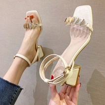 바이스타 여름 일자 스트랩 여성 스런 힐 샌들 빅사이즈 가능