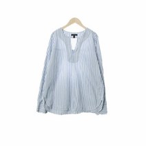 제이크루 화이트 스트라이프 면 노카라셔츠블라우스 여자 3901