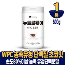 유청 단백질 분말 보충제 순도 80% 이상 미국산 농축유청단백질 프로틴 쉐이크 파우더 초코맛 남성 여성, 1개, 600g