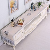 chinapnp0.5 테이블러너 텔러비전선반 식탁보 레이스 패브릭아트 직사각형 거실 화장대 신발장 긴테이블 커버먼지방지 덮개천, T06-먼로 블루, C01-40*180CM(적합 장롱 110-140CM)