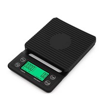 커피저울 바리스타 스마트 주방 핸드 브루 타이머 커피 저울 3kg0.1g 식품 5kg0.1g 커피 우유 차 방수 휴대용, 검은색