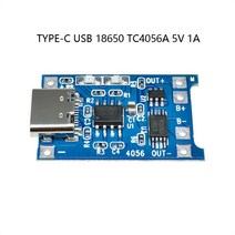마이크로 USB C타입 18650 리튬 이온 배터리 충전 보드 아두이노 DIY용 PCB 보호 기능 포함 TC4056A 5V 1A, TYPE-C USB