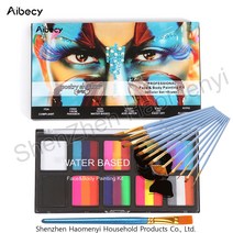 Aibecy 할로윈 분장 페이스 페인팅 + 나일론 브러쉬 13개, 10색