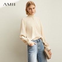 쉬폰블라우스 Amii감각디자인 개성 매듭 쉬폰 셔츠