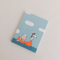 호비카약 패들 보드 요트 피싱 보트 귀여운 스누피 만화 스티커 메모 패드 비 메모장 휴대용 학생 기록 여자 친구 커플 선물, [01] Charlie s Kayak