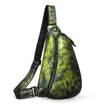 파우치 슬링백 크로스백 웨이스트백 허리가방 남자 가죽 캐주얼 힙색 가슴 디자인 한 숄더 Crossbody 가방 남성 9976-d, 그린