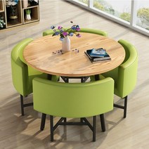 북유럽 카페 식당 4인 식탁 테이블 의자 세트 38종, 원형 올리브-오크