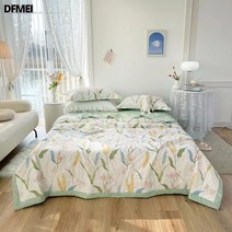 여름 전면 여름 냉이불 더블 코튼 여름 이불 4종 세트 싱글 얇은 이불 기숙사 에어컨 이불 심