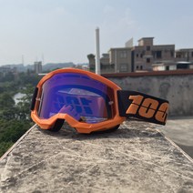 크로스보더 21% 100% 고글 스트라타 코팅 오프로드 오토바이 헬멧 고글, 오렌지(블루칩), 하나