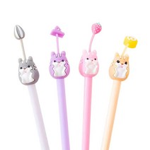 FANSYLI 2021신상 귀여운 고양이 토끼 돼지 햄스터 만화 젤 펜 소녀 심장 학생 펜 귀여운 애완 동물 공원 12f, 3햄스터(노란색+보라색+회색)