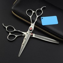 전문 JP 440c 7 인치 왼손잡이 무광택 헤어 커팅 가위 이발 이발사 도구 미용사, [04] set with bag