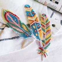 자수놓기 동양자수 보석십자수 십자수가게 903 책갈피 깃털 DIY 공예 Stich 크스, 01 18CT, 01 BK903-A