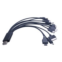리코gr2 cctv 카메라 케이블Elistooop-10 인 1 충전기 USB 케이블 개 키덜트팟 모토로라 노키아 삼성 LG, 01 Black