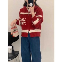 노르딕 집업 눈꽃니트집업 눈꽃 스웨터 사슴 스노우