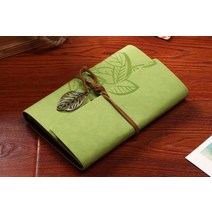 5 인치 14.5x10.5 센치메터 pu 가죽 빈티지 카키색 종이 메이플 리프 사진 앨범 일기 노트북 80 시트 스틸 링 바인딩 lron 잎, 푸른 풀