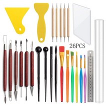 도자기 점토 조각 도구 키트 세라믹 운반 케이스 가방 DIY 초보자 전문가 모델링, [27] 27-26pcs sets