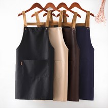 카페 앞치마 바리스타 남자 식당 주방 공방 미술 어린이집 캔버스 데님 원피스 앞치마 방수, 베이지